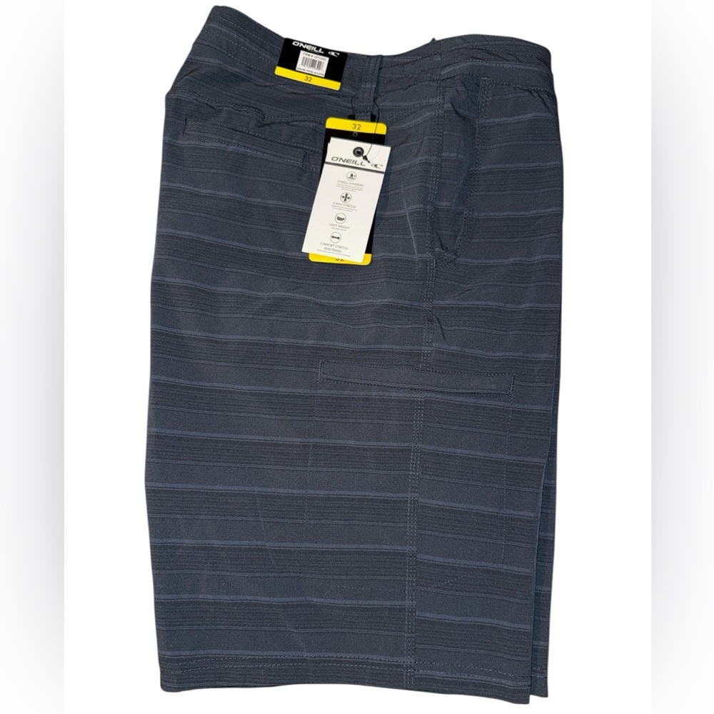 O'Neill Hybrid Crossover Charcoal Striped Shorts size 32